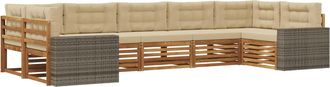 vidaXL Conjunto De Sof&aacute;s De Exterior 7 Uds. Natural Y Beige Vidaxl