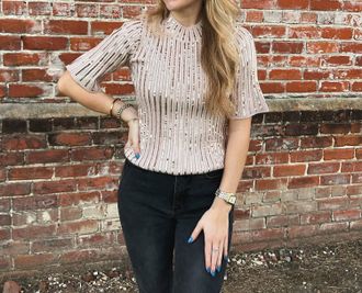 Design History Delaney Sparkling Top In Rose