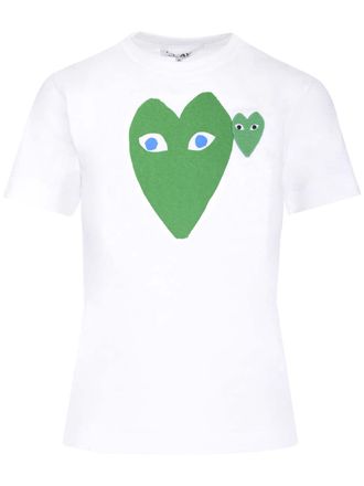 Comme Des Garçons Green Heart T-Shirt Bianco-Donna