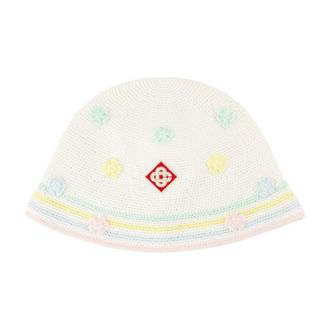 Casablanca A-AW25-HAT-095-01 Kawaii Crochet Bucket Hat - White