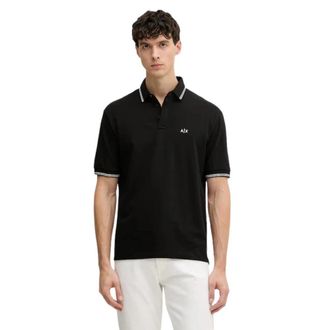 A|X Armani Exchange Stretch Piqu&eacute; Polo Shirt met Contrasterende Afwerking - Heren - Polos - Zwart - S - Katoen - Tops