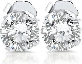 Pompeii3 1.10ct Diamond Studs 14k White Gold Clarity Enhanced