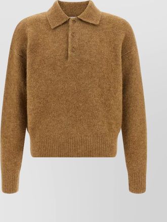 Ami alpaca wool long-sleeve polo sweater