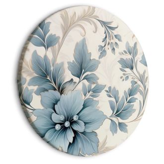 OEM Imagen Redonda - Flores Turquesas En Un Estilo Retro De Adornos Florales / Flores Ornamentales Retro Turquesas