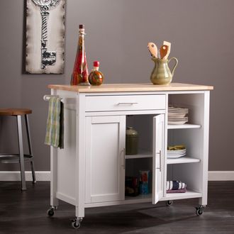 SEI Martinville Kitchen Cart White
