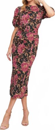 Flying Tomato Printed Woven Midi Dress In Black