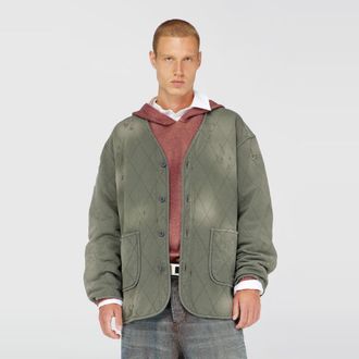 Diesel Distressed quilted liner jacket - Jackets - Man - Green