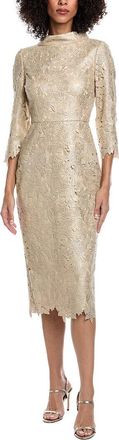 Badgley Mischka Floral Embroidered Midi Dress
