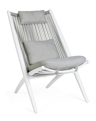 Outdoor Living Sill&oacute;n de aluminio con tejido de cord&oacute;n de poli&eacute;ster blanco