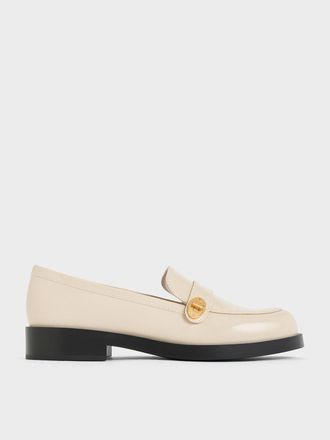 Charles & Keith Hettie Metallic-Buckle Strap Loafers