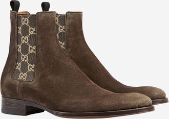 Gucci Mens Ankle Boots Suede - Brown