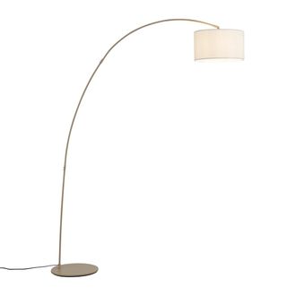 QAZQA Qazqa L&aacute;mpara De Arco Moderna Beige Con Pantalla De Peluche