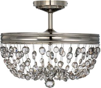 Loops 3 Bulb Semi Flush Light Highly Polished Nickel Finish LED E14 60W Bulb