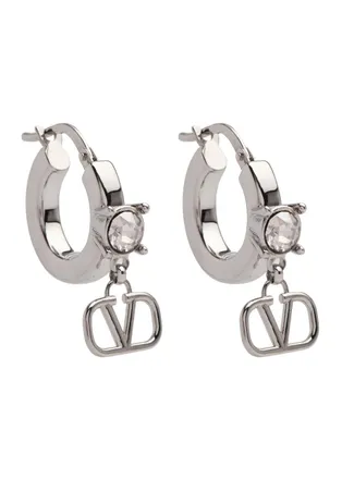 Valentino Garavani Vlogo Crystal-embellished Drop Earrings - Silver - One Size