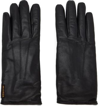 Moorer Guanto Handschoenen - Dames - Handschoenen - Zwart - 7 1/2 IN - Leer - Accessoires