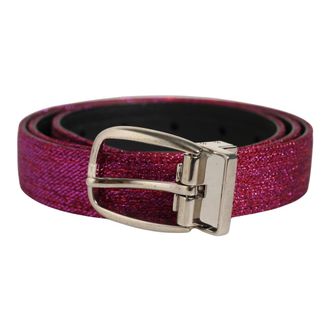 Dolce & Gabbana Accessoires, Heren, Roze, ONE Size, Leer, Glitter Metal Buckle Belt