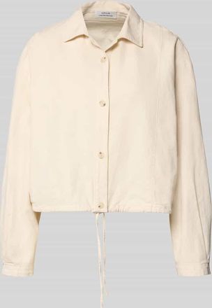 OPUS Relaxed Fit Hemdjacke aus Baumwoll-Leinen-Mix Modell Formente in Beige, Gr&ouml;&szlig;e 36