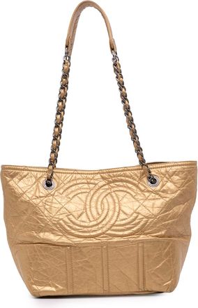 Chanel Pre-owned Womens Quilted Chain Tote - Beige Leather - One Size