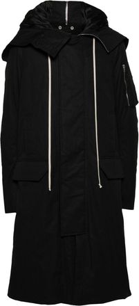 Rick Owens hooded padded coat - men - Spandex/Elastane/Cupro/Polyester/Acrylic (Fiber)/Organic Cotton/Organic Cotton - 46 - Black