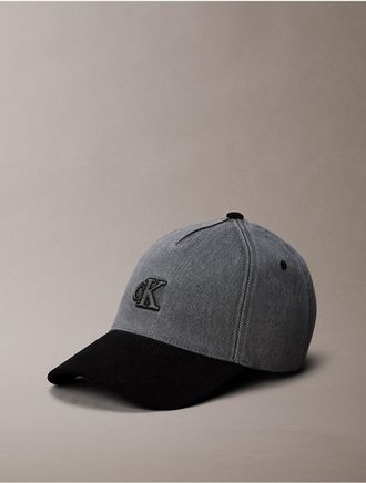 Calvin Klein Mens Denim Corduroy Monogram Cap - Dark Grey