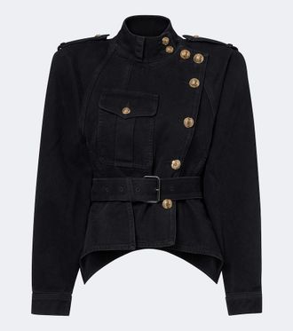 Balmain Belted asymmetric denim jacket