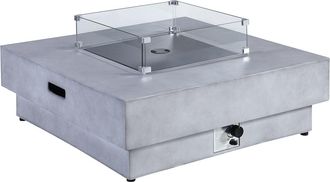 Vente-Unique Mesa brasero cuadrada de gas en MGO efecto hormig&oacute;n - SEROZA