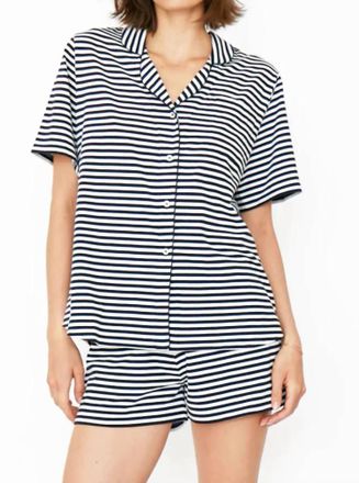 Kule Womens The Short Pajama Set In Navy/white
