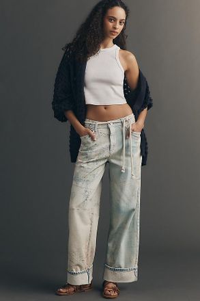 Pilcro High-Rise Slouch Wide-Leg Map Pattern Jeans