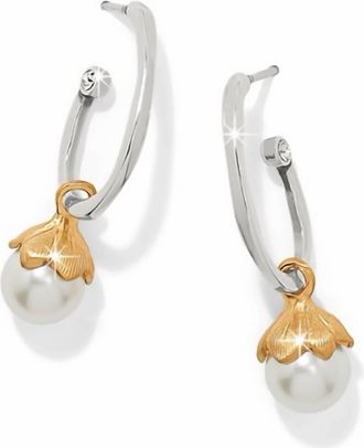 Brighton Womens Everbloom Pearl Hoop Earrings In Silver Gold