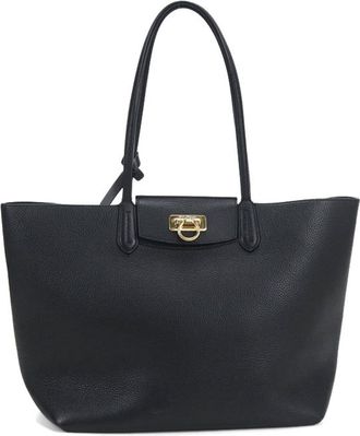 Ferragamo Black Leather Pouch Tote Bag (Pre-Owned)