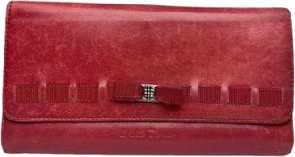 Ferragamo Pre-owned Leren Portemonnee - Dames - Vintage Accessoires - Rood - ONE Size - Leer - Vintage
