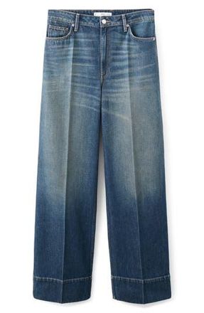 Mango x Kaia Gerber Creased Straight Leg Jeans in Dark Vintage Blue at Nordstrom Rack, Size 0