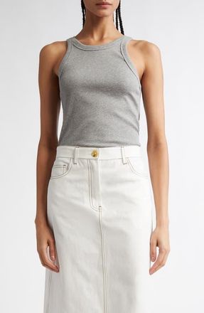 Toteme Curved Rib Tank Top in Grey Melange 074 at Nordstrom, Size X-Large