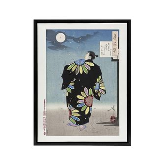 Artery8 Yoshitoshi Fukami Jikyu Vintage Japanese Ukiyo-e Framed Canvas Art in Blue | Size: W24 x H32
