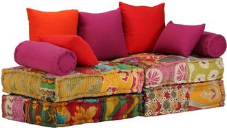 vidaXL Puf Modular De 2 Plazas De Tela Patchwork Vidaxl