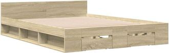 vidaXL Cama Con Cajones Madera Ingenier&iacute;a Roble Sonoma 140x200 Cm Vidaxl