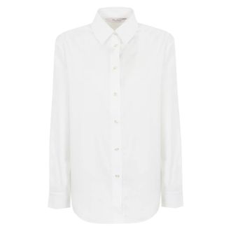 Max Mara Witte Katoenen Overhemd Klassiek Lange Mouw - Dames - Blouses & Shirts - Wit - Maat: XL Katoen