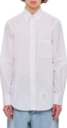 Thom Browne Button-Up Cotton Shirt With Grosgrain Placket And Signature Patch
