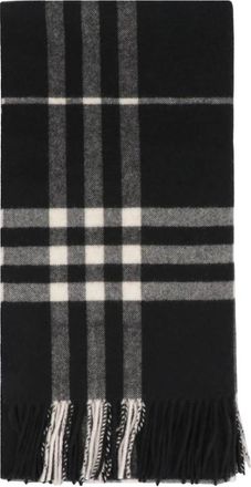 Burberry Geruite Kasjmier Sjaal - Dames - Wintersjaals - Zwart - ONE Size - Kasjmier - Accessoires