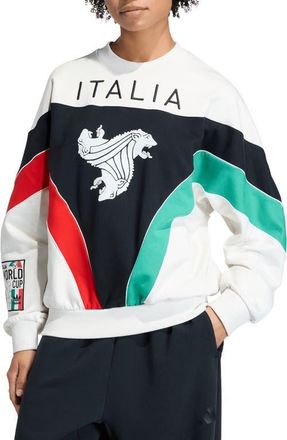 adidas Originals Italia Crewneck Sweatshirt in White/Black/Red/court Green at Nordstrom, Size X-Small