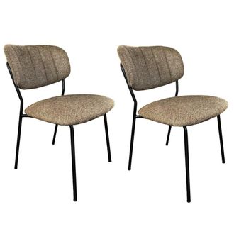 Mathi Design Conjunto de 2 sillas de comedor de tela taupe