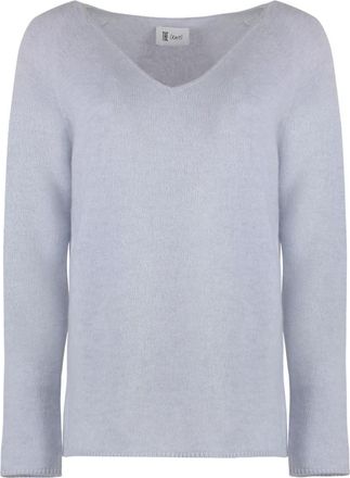 THE (ALPHABET) Cashmere mix V-hals trui - Dames - V-hals truien - Blauw - S - Katoen - Truien & Vesten