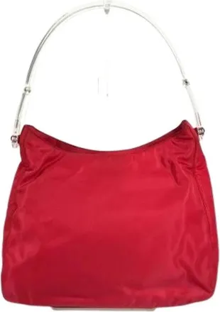 Prada Pre-owned Shoulder Bags, female, Red, Size: ONE SIZE Pre-owned Nylon Shoulder Bag