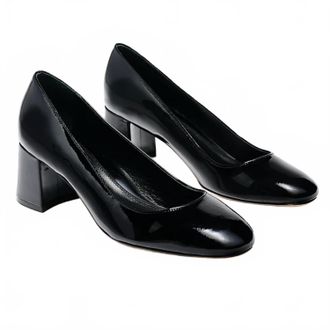 Marion Parke Womens Block Heel Pumps In Black Patent