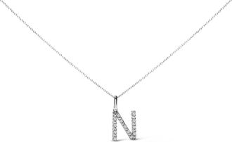 House of Brilliance Sterling Silver Diamond Accent C Initial Pendant Necklace