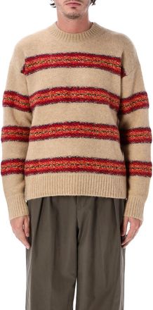 Dries Van Noten Beige Knitted Crew Neck Sweater