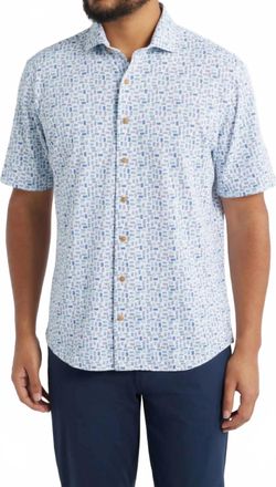 Johnnie-O Roadtrip Hangin Out License Plate Button-Up Shirt In White