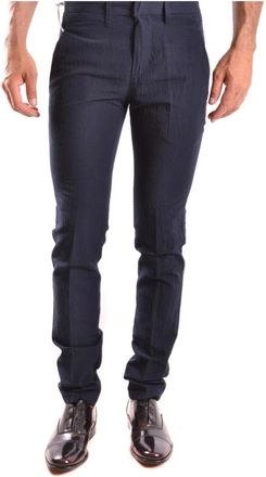 Dondup Blauwe Linnen Broek - Heren - Slim Fit Broeken - Blauw - W29 - Linnen - Broeken