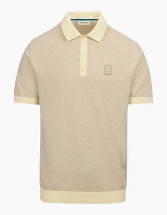 Sandbanks Mens Sandbanks 3-Button Knitted Polo STONE - Cream - Size: 40