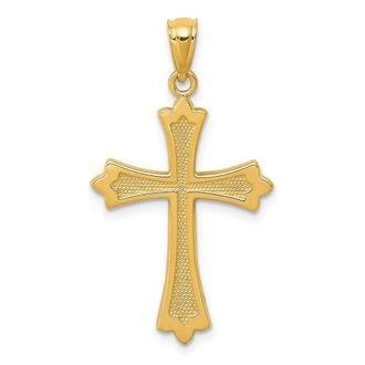 Diamond2Deal 14k Yellow Gold Budded Cross Pendant